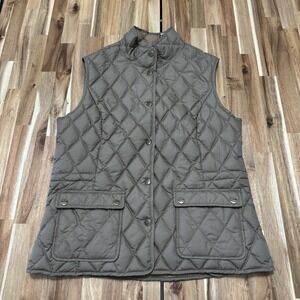 Eddie Bauer Quilted‎ Vest Womens M  Brown Snap Button Goose Down Outdoor